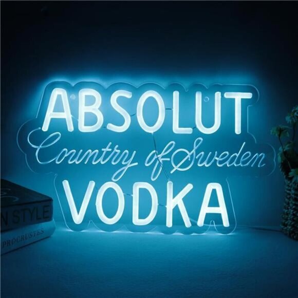 Absolut Vodka Drink Logo Neon Sign Bar Pub Man Cave Party Led Light Garage NEW - Picture 1 of 6